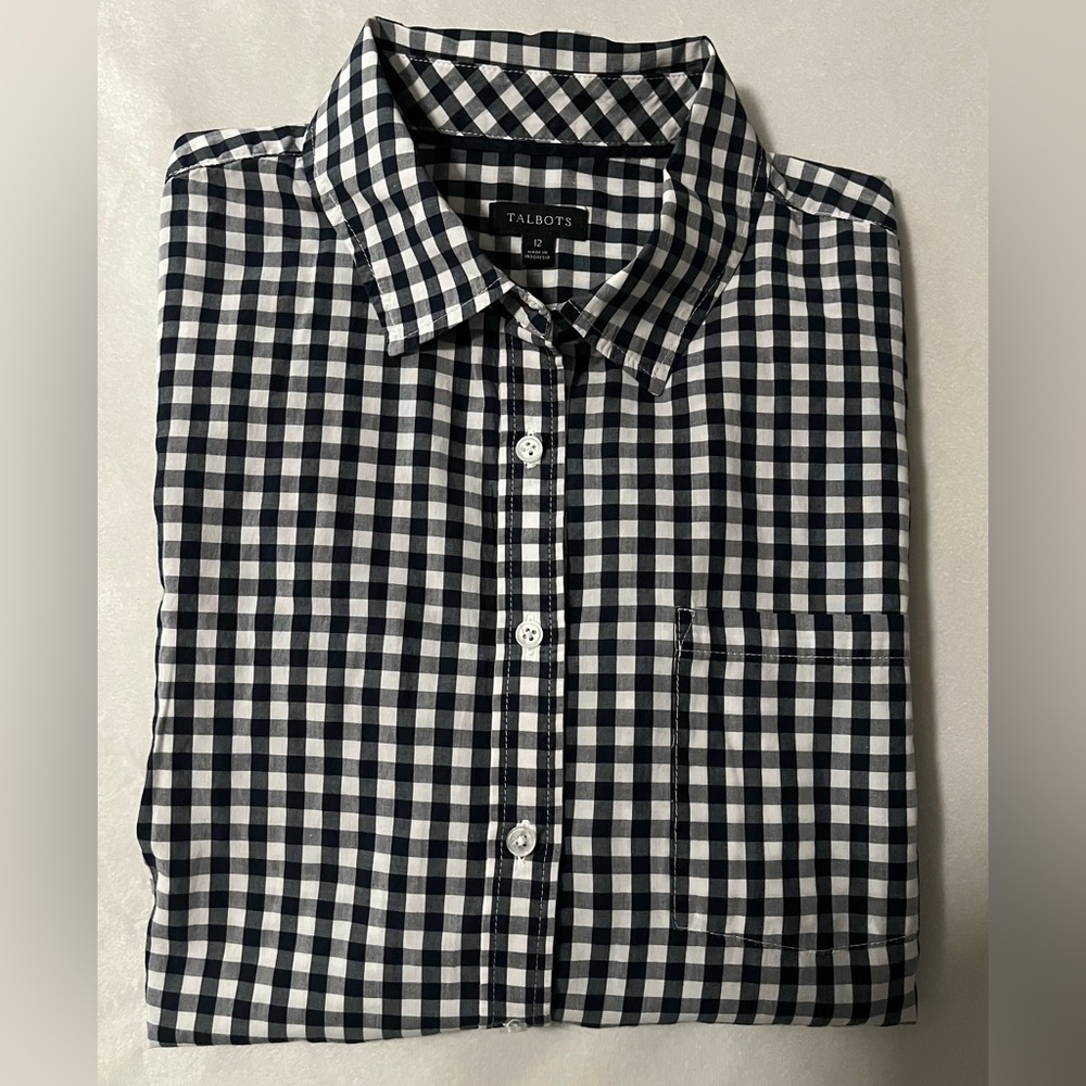 Womens Vintage Cottage Core Gingham Shirt by Talbots Size 12